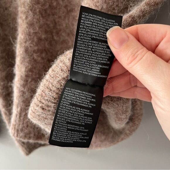 H&M Tan Knit Sweater V Neck Wool Alpaca Neutral Size XS - Picture 5 of 7